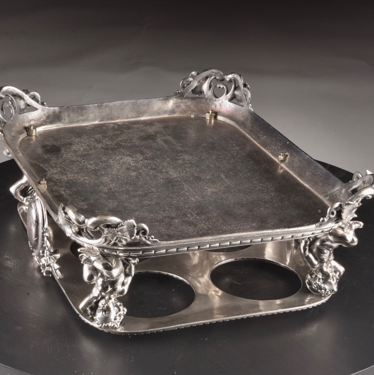 Christofle Six-compartment Carafe Holder With Putti, France, Late 19th Century-photo-3