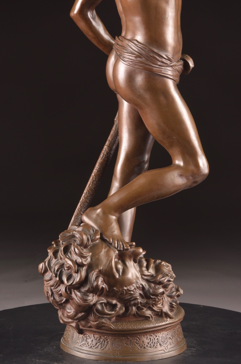Antonin Mercié – David Vainqueur – Grand Bronze Barbedienne, Paris, 73 cm-photo-2