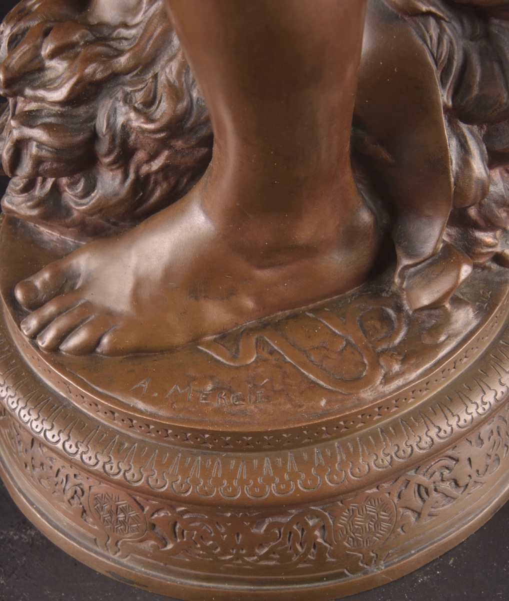 Antonin Mercié – David Vainqueur – Grand Bronze Barbedienne, Paris, 73 cm-photo-5