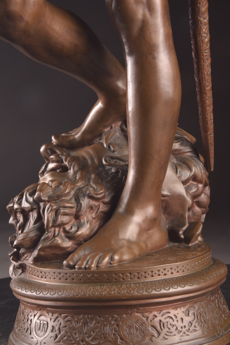 Antonin Mercié – David Vainqueur – Grand Bronze Barbedienne, Paris, 73 cm-photo-7
