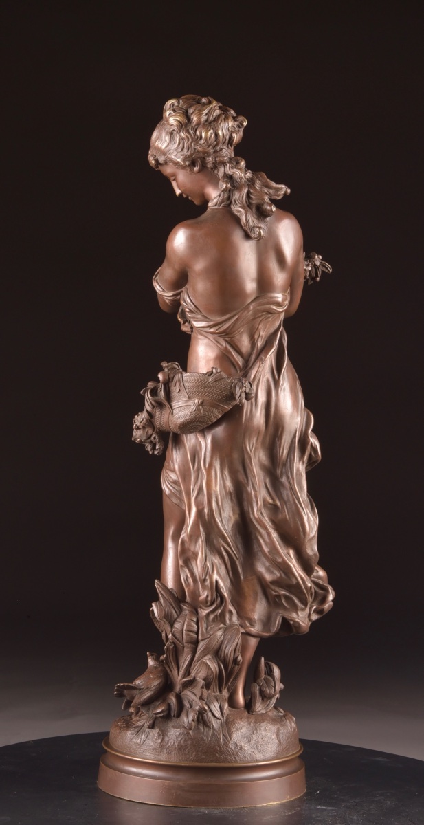 Hippolyte Moreau (1832–1927) – Grande Figure Féminine Allégorique en Bronze, 71 cm-photo-4