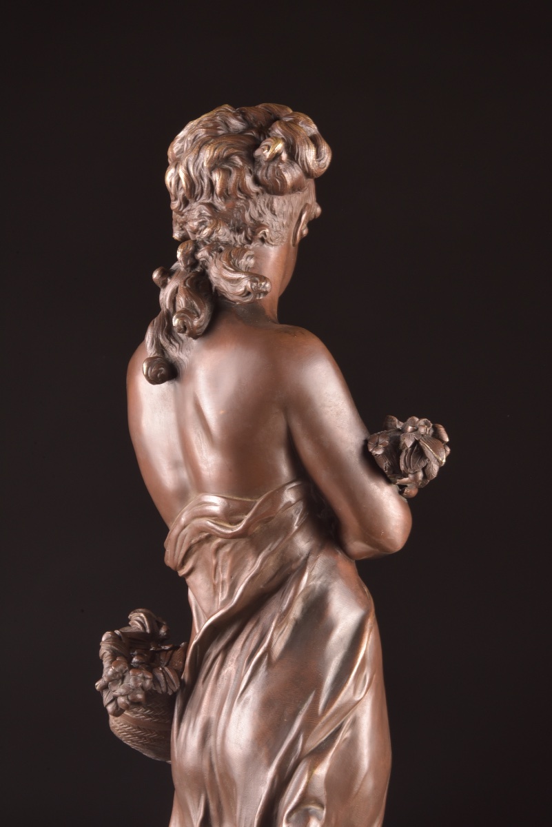Hippolyte Moreau (1832–1927) – Grande Figure Féminine Allégorique en Bronze, 71 cm-photo-3