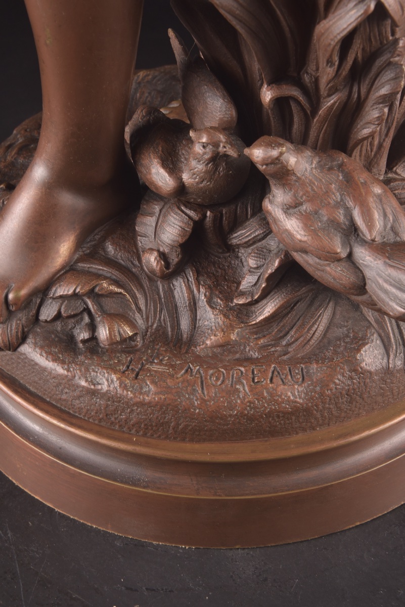 Hippolyte Moreau (1832–1927) – Grande Figure Féminine Allégorique en Bronze, 71 cm-photo-6