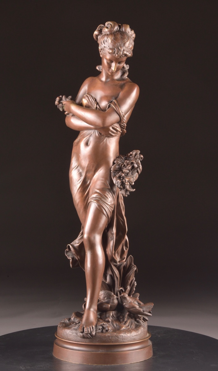Hippolyte Moreau (1832–1927) – Grande Figure Féminine Allégorique en Bronze, 71 cm