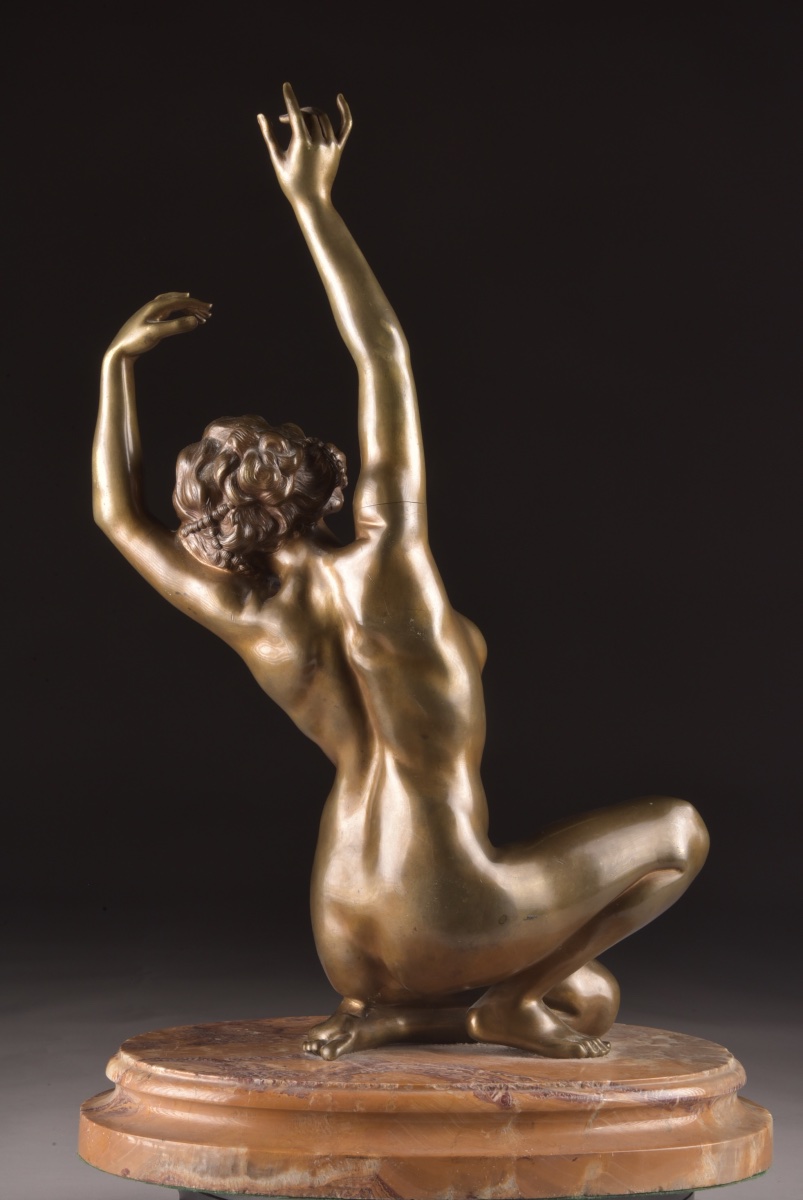 Affortunato Gory — Grande sculpture en bronze, Danseuse Art Déco, vers 1920-photo-2