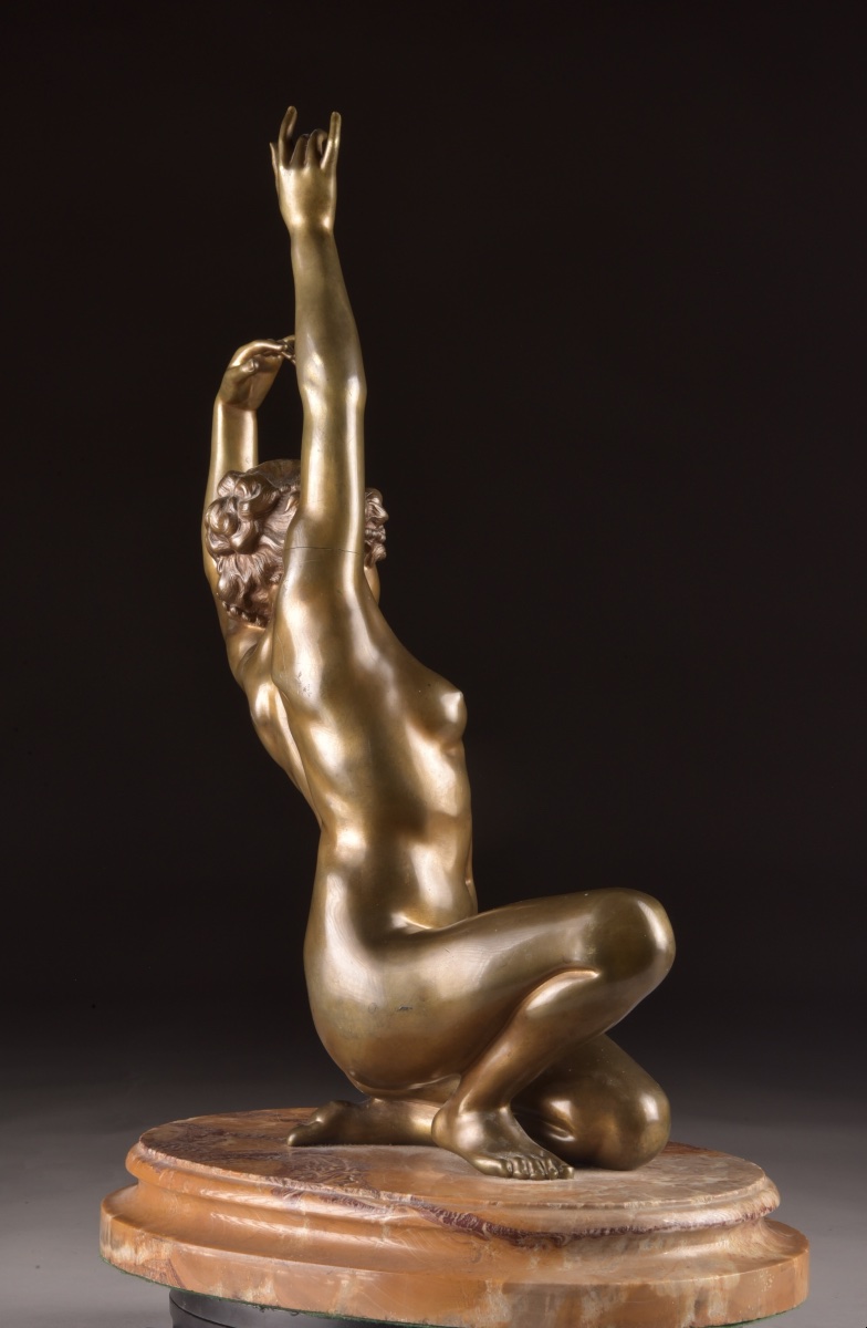 Affortunato Gory — Grande sculpture en bronze, Danseuse Art Déco, vers 1920-photo-3