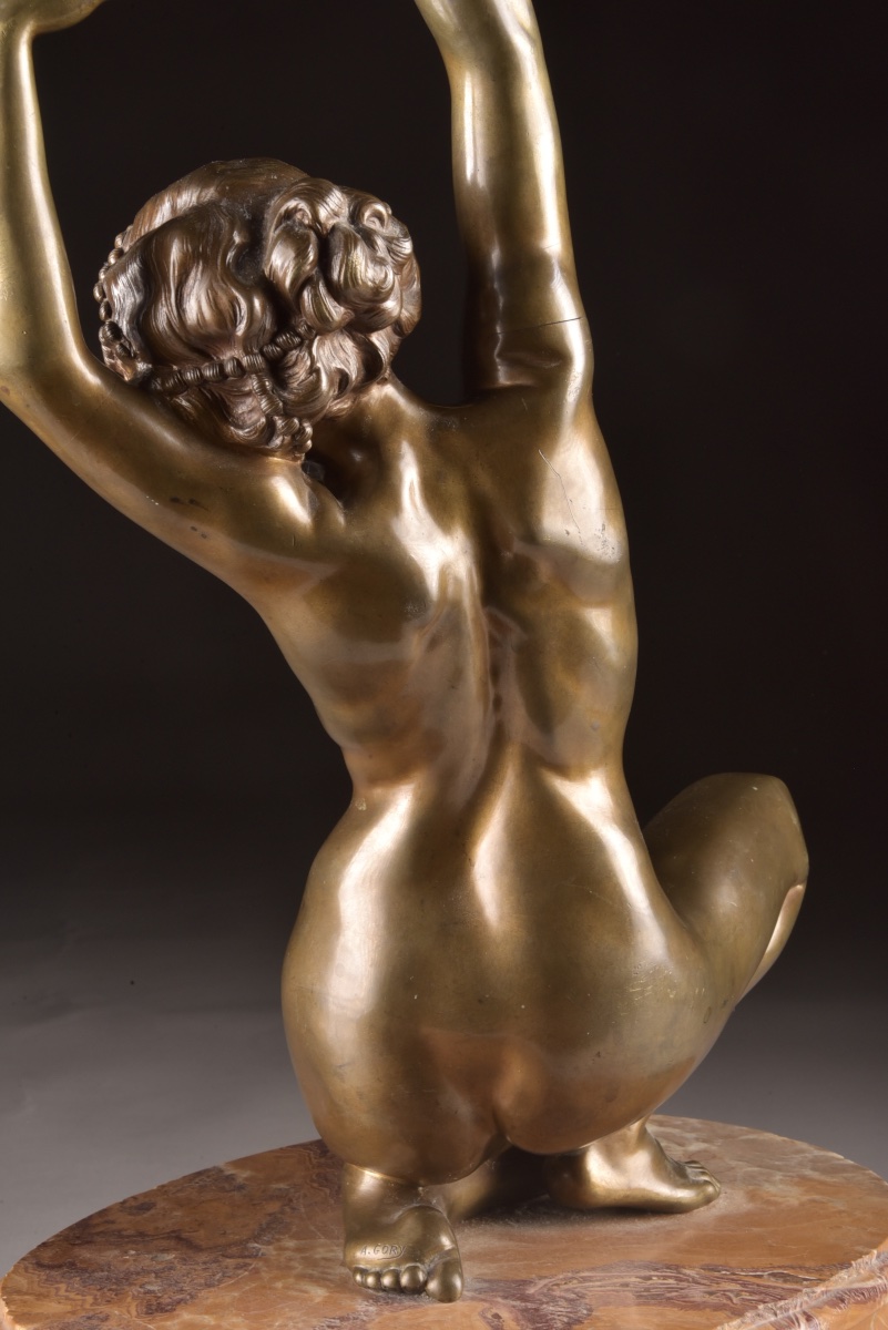 Affortunato Gory — Grande sculpture en bronze, Danseuse Art Déco, vers 1920-photo-3