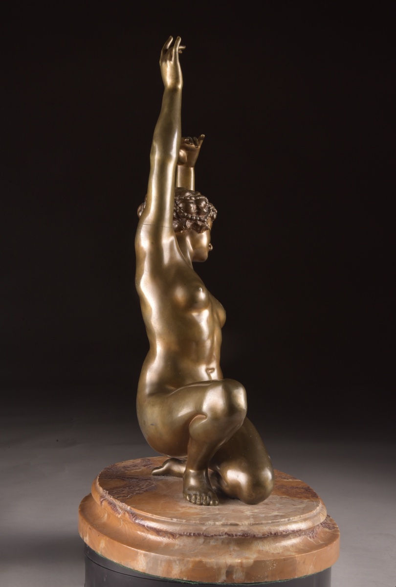 Affortunato Gory — Grande sculpture en bronze, Danseuse Art Déco, vers 1920-photo-4