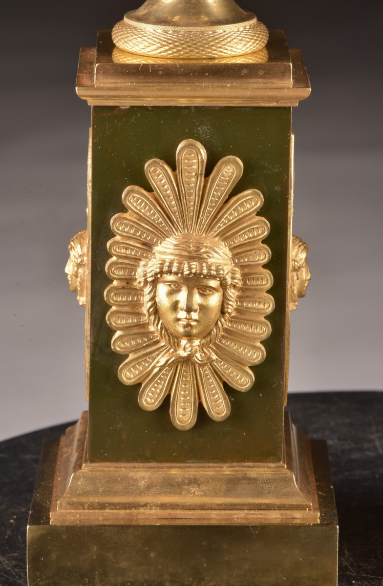 Pair Of Empire Gilded Bronze Candlesticks With Interchangeable Flames – France, Circa 1810-photo-4