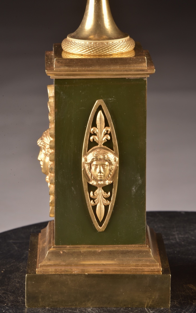 Pair Of Empire Gilded Bronze Candlesticks With Interchangeable Flames – France, Circa 1810-photo-1
