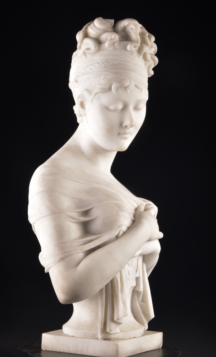 Madame Récamier – Magnificent Neoclassical Bust In Carrara Marble