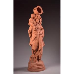 Louis Samain (belgium, 1834 - 1901), Large Female Sculpture In Terracotta