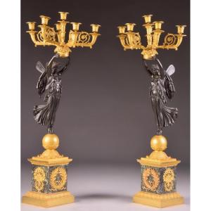 Attributed To Pierre-philippe Thomire, A Huge Pair Of Candlesticks With Six Light Points