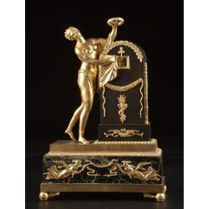 “L’Oubli du Temps” – Empire-style Cercle Tournant Mantel Clock after Claude Galle