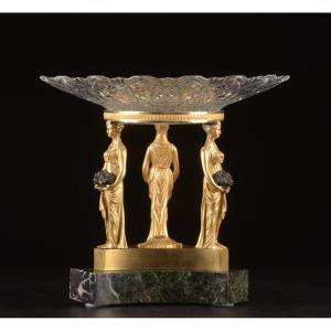 Neoclassical Gilt Bronze And Crystal Centerpiece, France, Late 19th Century