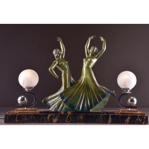 Art Deco Lamp With Two Dancers – H. Fugère (1872–1944)
