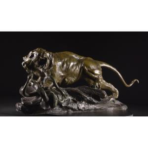 Antonio Amorgasti (1880–1952) Tiger Fighting With Snake, 1921