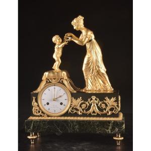 Empire Period Clock Decorated With Diana And Venus, Gilt Bronze And Marble, Attributed To Thomire, 