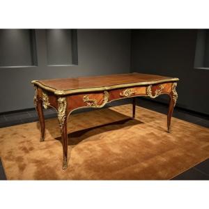 Louis XV Style Desk, Veneered Wood And Gilt Bronze, Stamped Durand & Fils, Circa 1880-1900