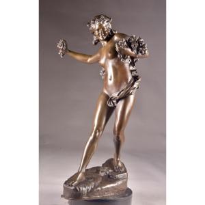 Paul Romain Chevré (1867-1914) - Art Nouveau Bronze Of A Young Woman