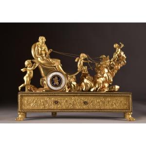 Exceptional "venus" Carriage Clock From The Empire Period, Signed By Deverberie & Co.,