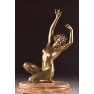 Affortunato Gory — Large Bronze Sculpture, Art Deco Dancer, Circa 1920
