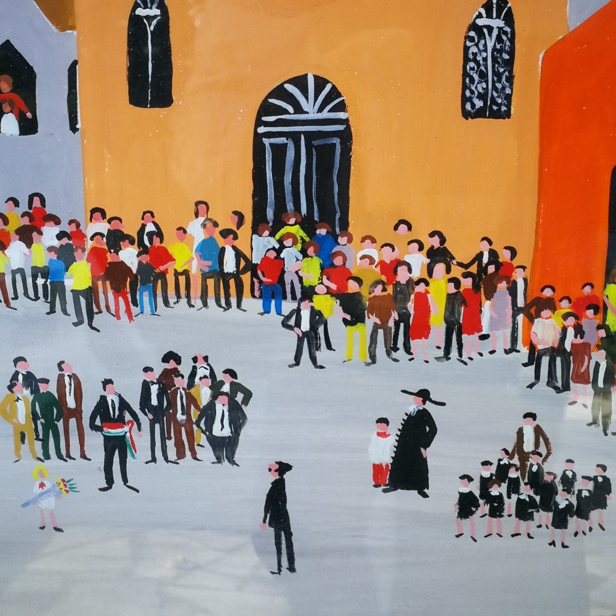 Ottavio Fanfani (1916-1981) Gouache Italie Naïf -photo-3