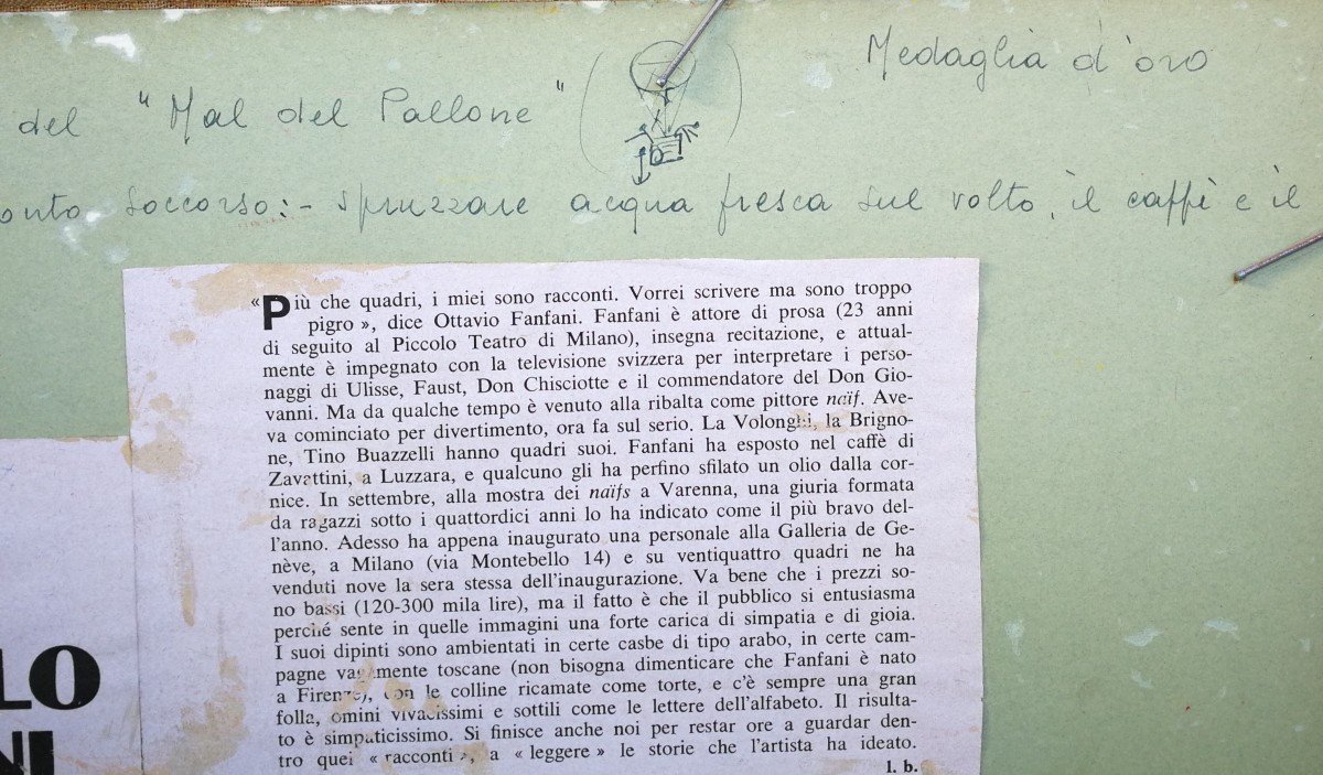 Ottavio Fanfani (1916-1981) Gouache Italie Naïf -photo-4