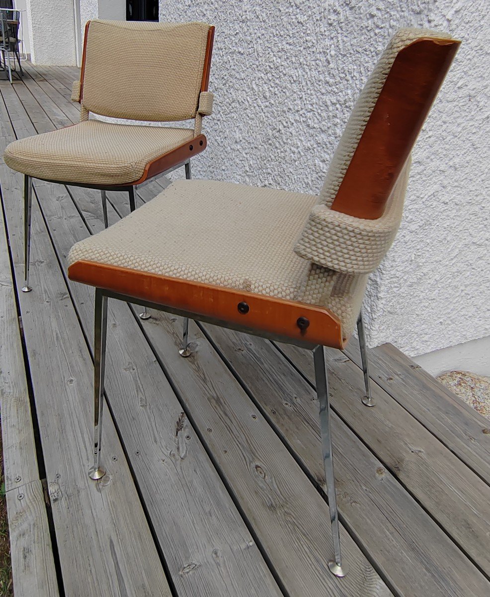 Pair Of Chairs Attributed To Alain Richard-photo-2