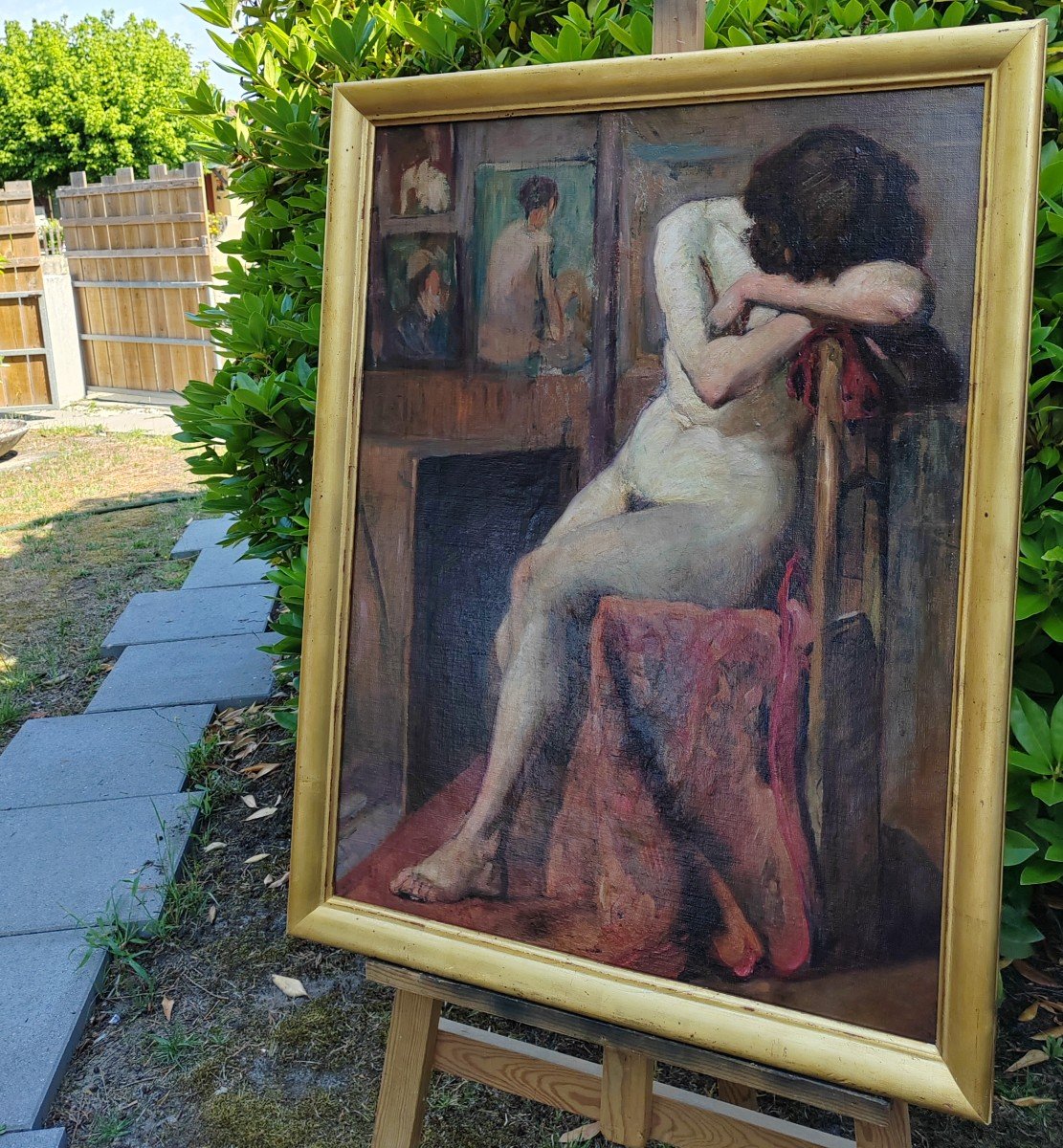 Large Nude In The Workshop French School 19th-photo-2