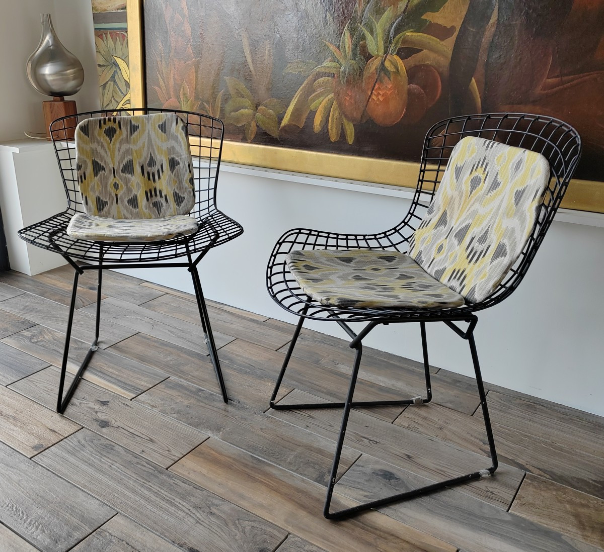 Pair Of Black Harry Bertoia Chairs 1950-photo-4