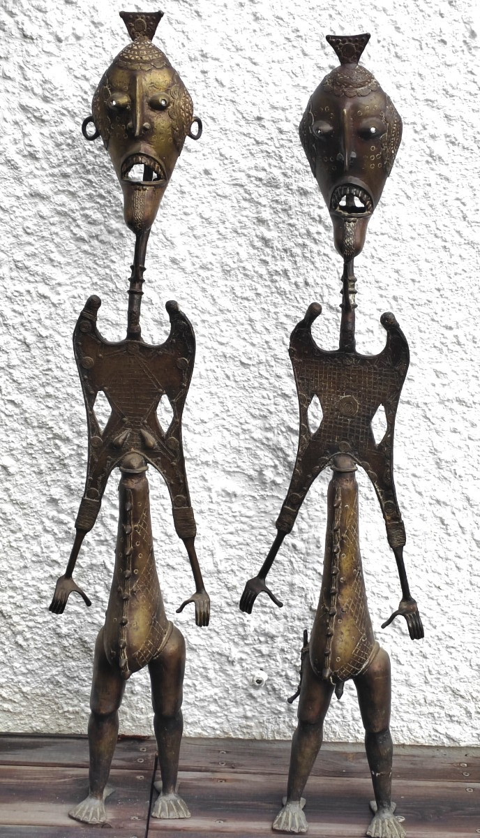 Large Bronze Couple 1m10 Senufo Benin -photo-2