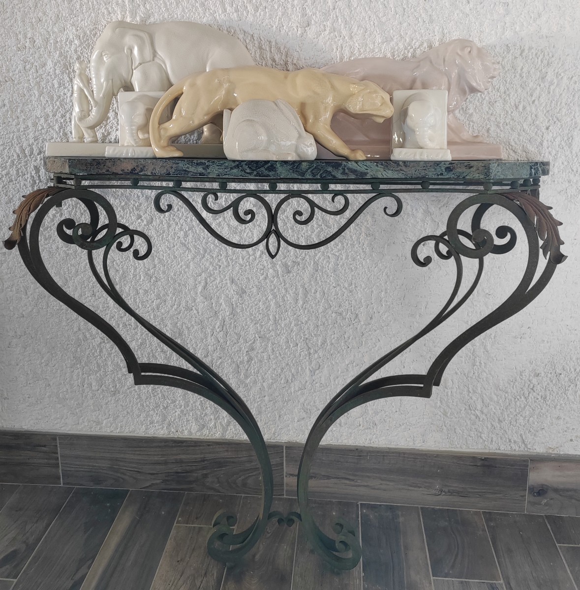 Large Lot Of Crackle Art Deco Panther Lion Elephant-photo-2