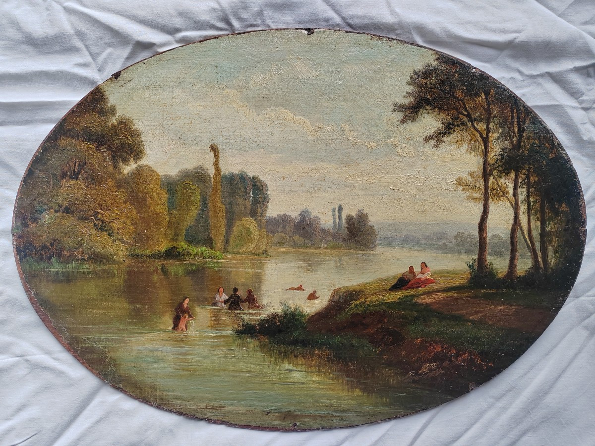 The Bathing Of Young Girls By Jean Baptiste Hubert (1801-1865) 