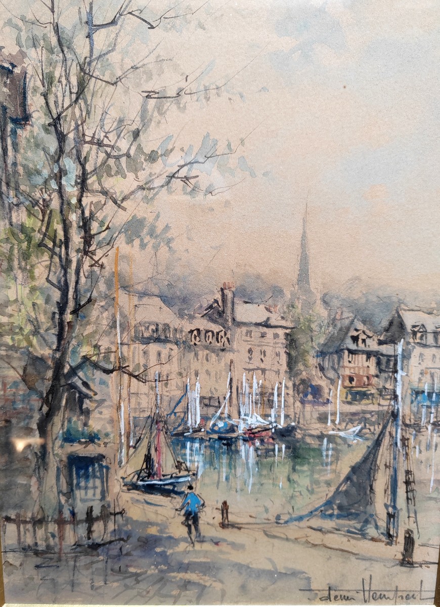 Honfleur Denis Verspecht Aquarelle gouache