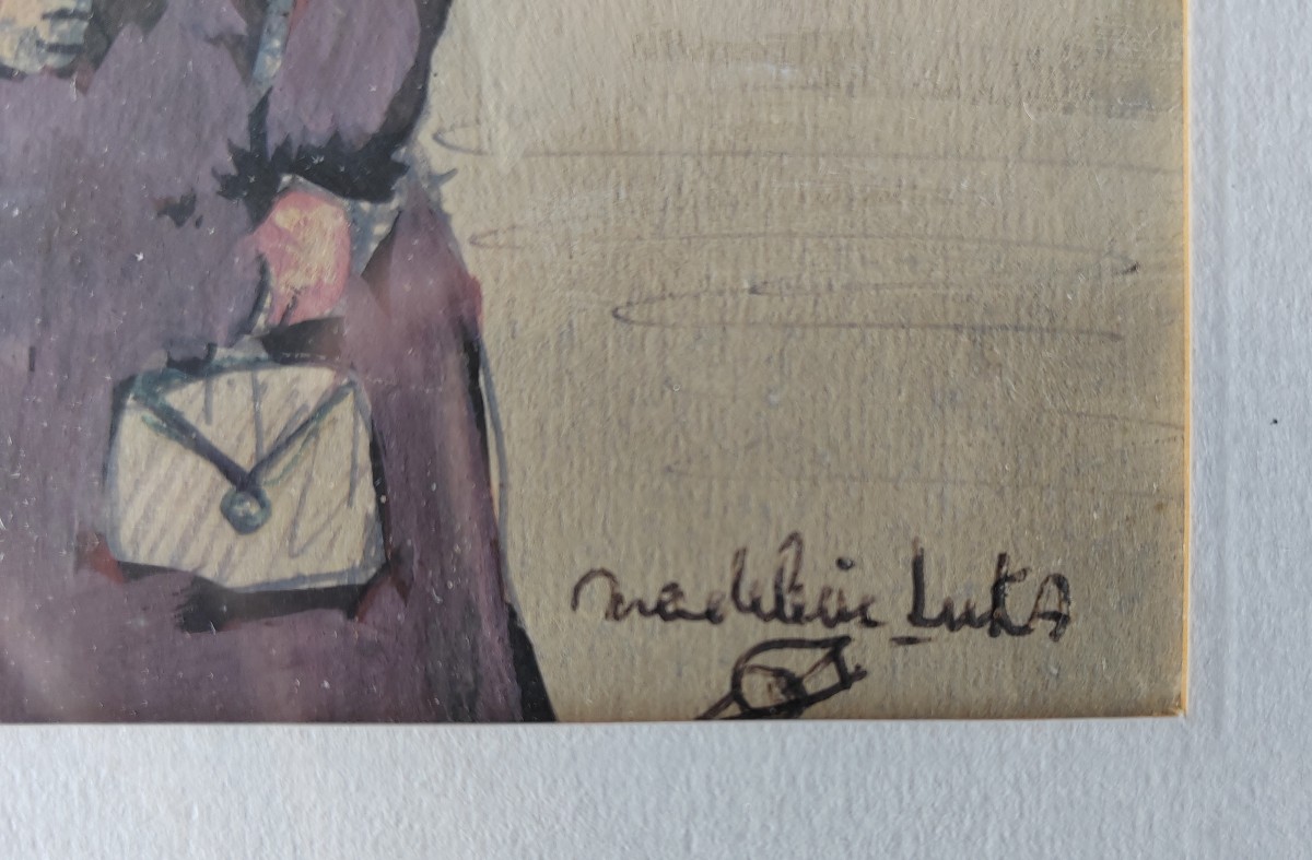 La sortie de la messe Madeleine Luka gouache La Rochelle-photo-3