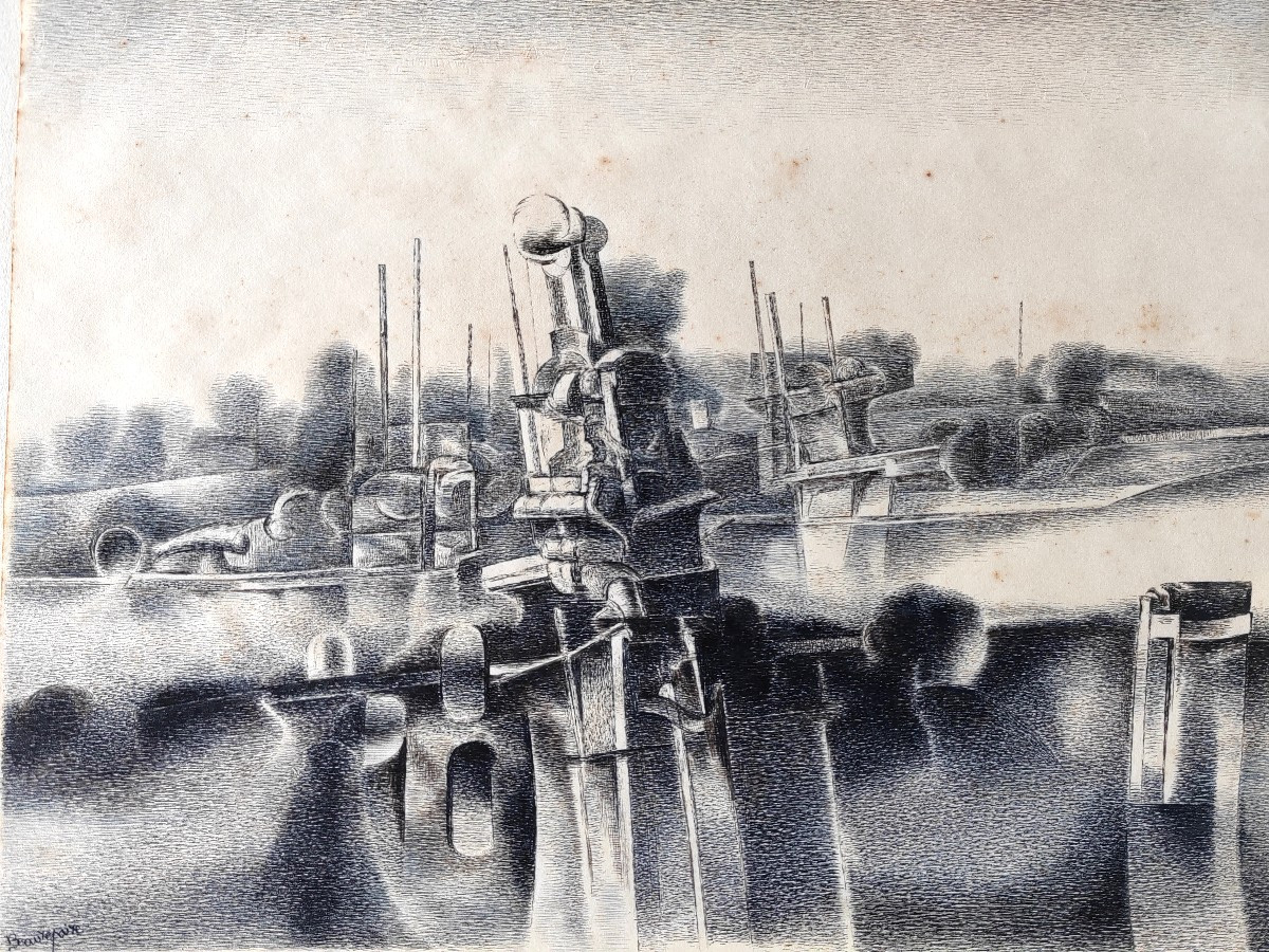 André Beaurepaire composition fantastique encre sur papier 