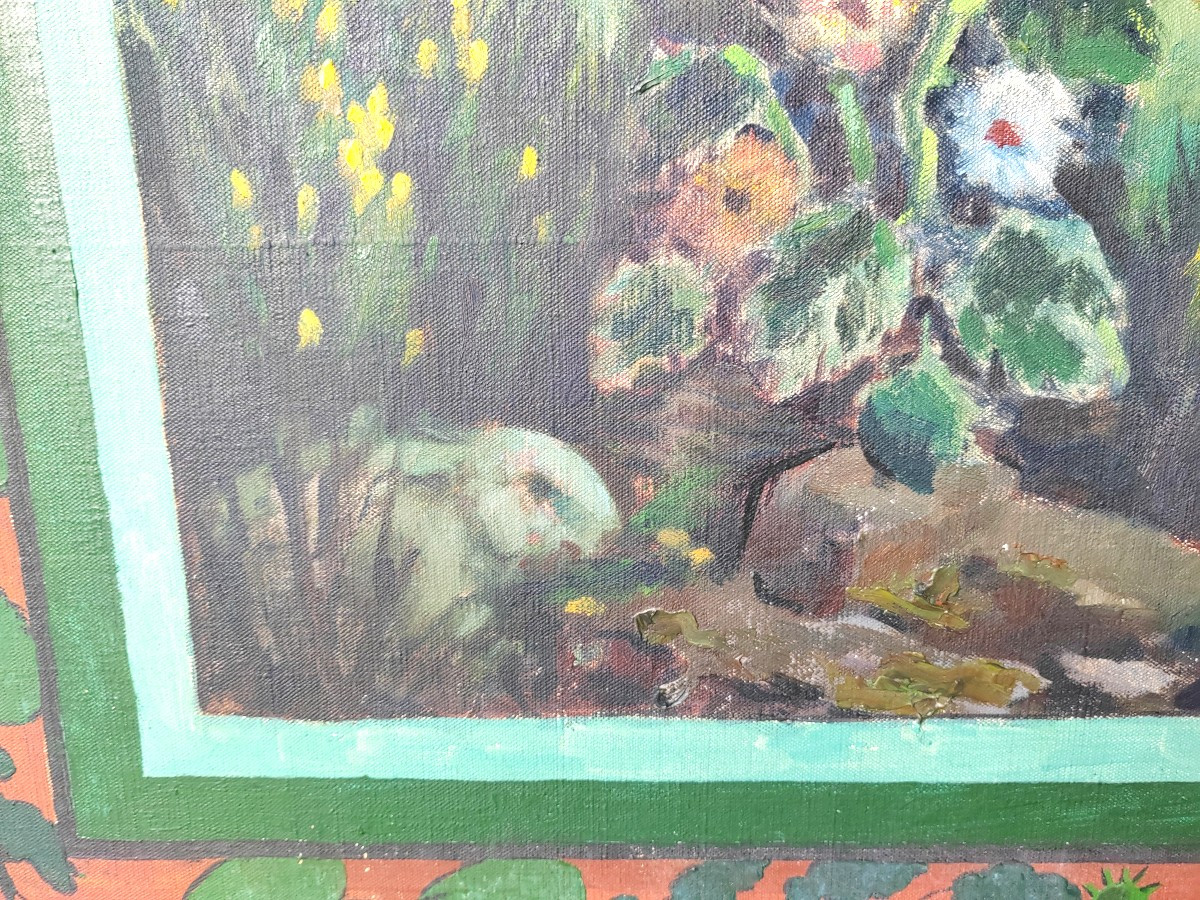 Very Large Painting Composition With Peacocks And Golden Pheasants-photo-1