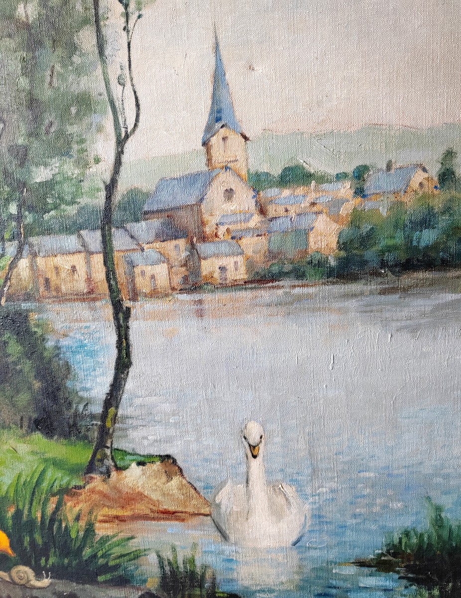 Very Large Painting Composition With Peacocks And Golden Pheasants-photo-3