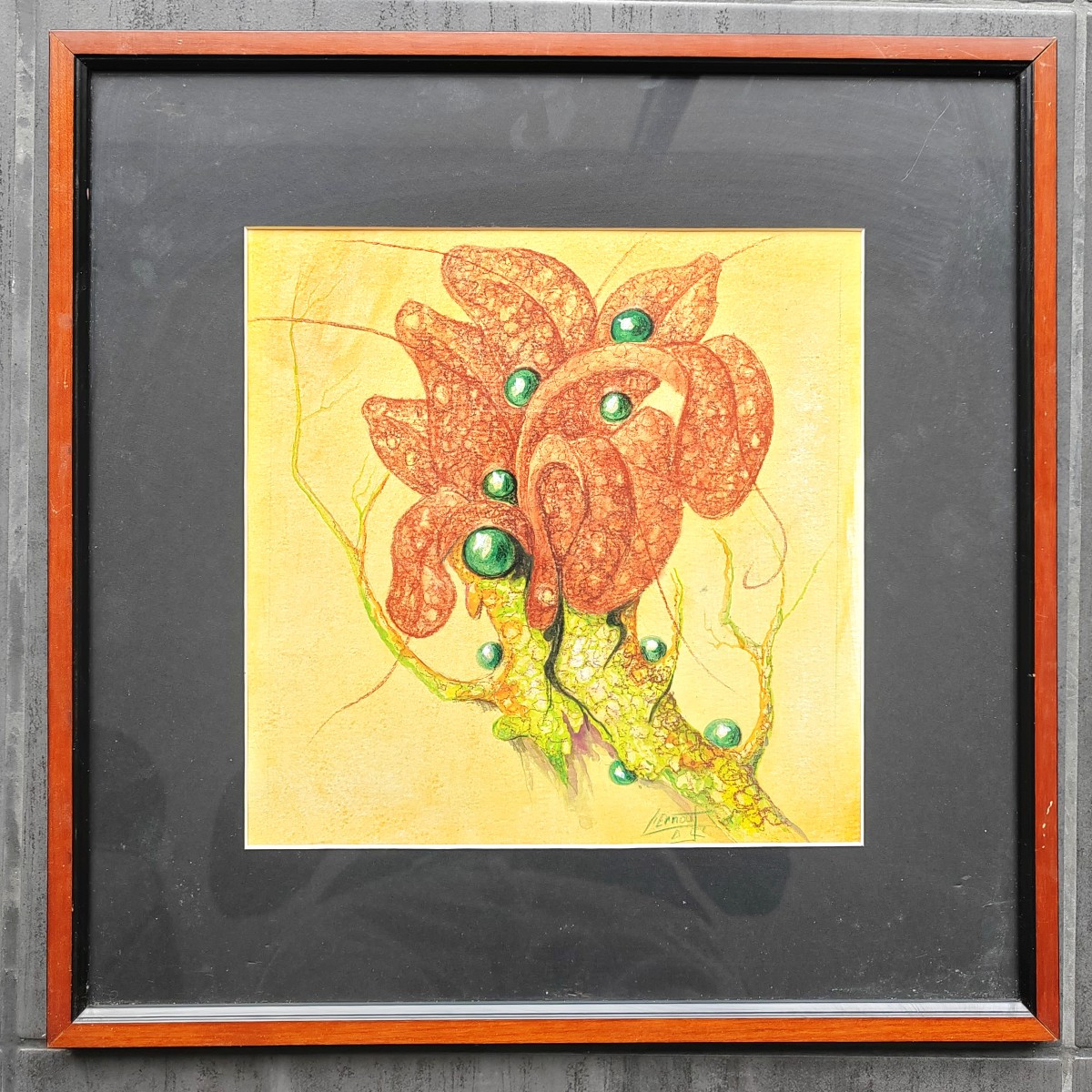 Étude de plante carnivore pastel de Jean Claude L'Ernout (1939-2016) -photo-2