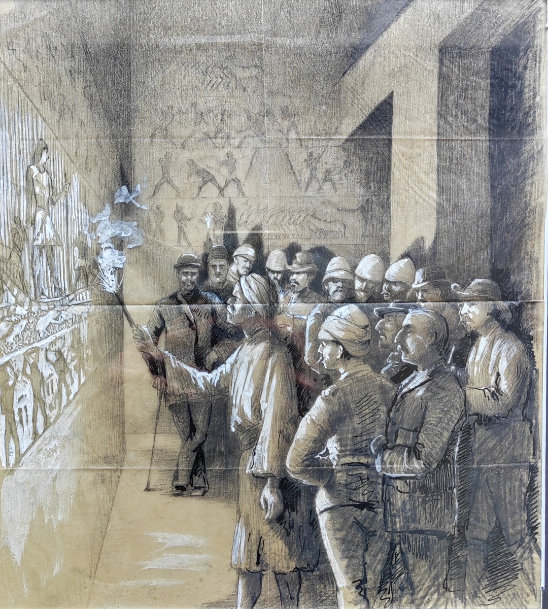 Dessin 1900 égyptologie Égypte tombeau pharaon