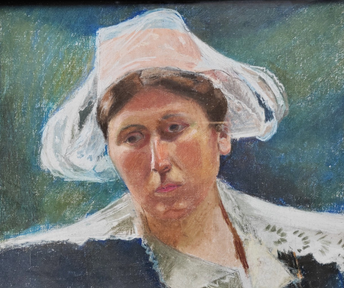 Portrait Of A Breton Woman With A Monogram To Be Identified -photo-2