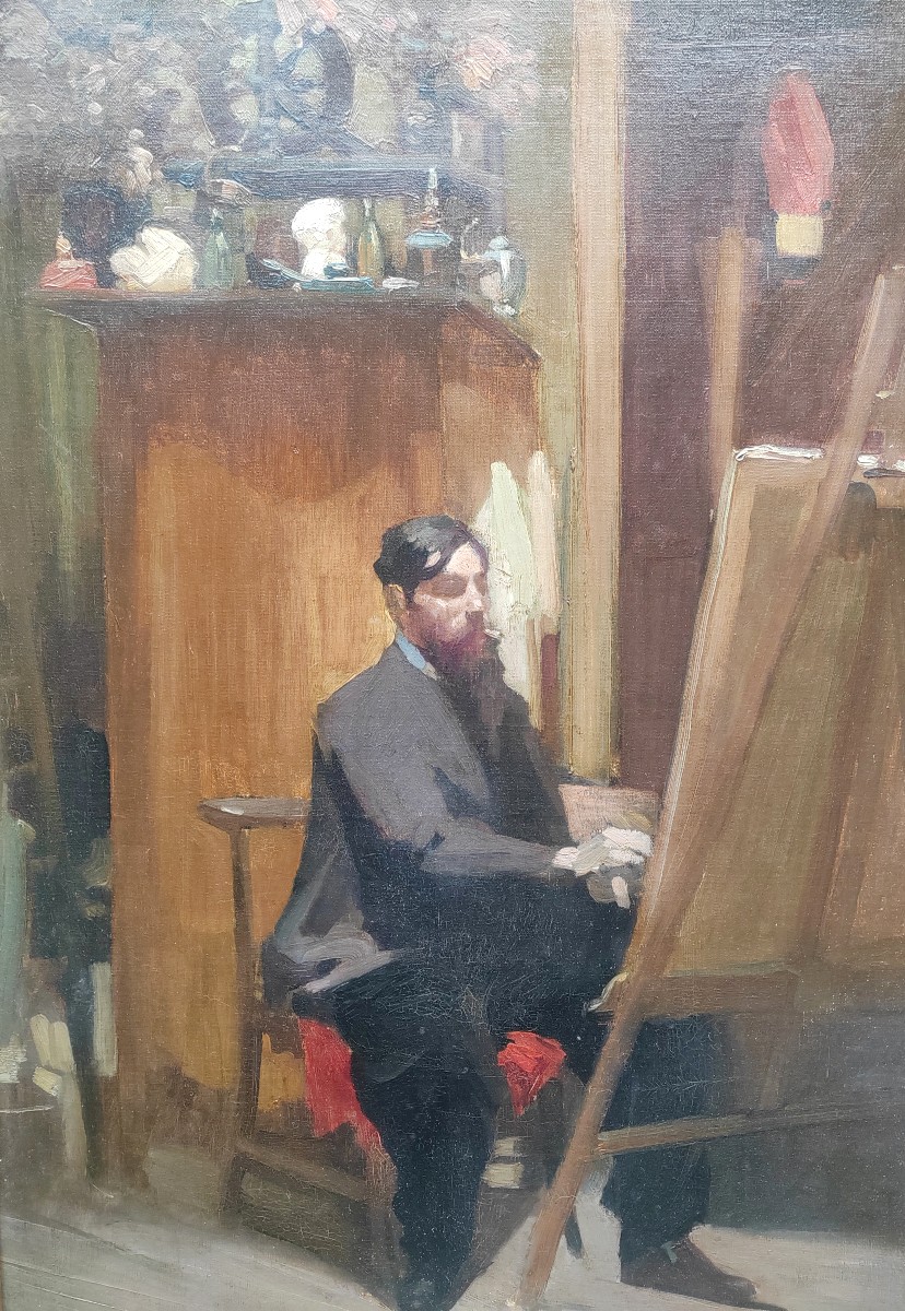Louis Henri Deluermoz (Paris 1876-1943) autoportrait dans l'atelier -photo-2