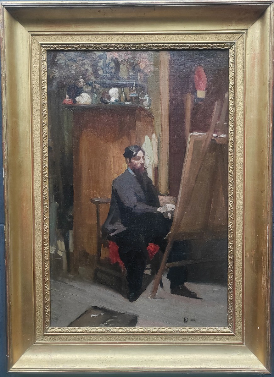 Louis Henri Deluermoz (Paris 1876-1943) autoportrait dans l'atelier 
