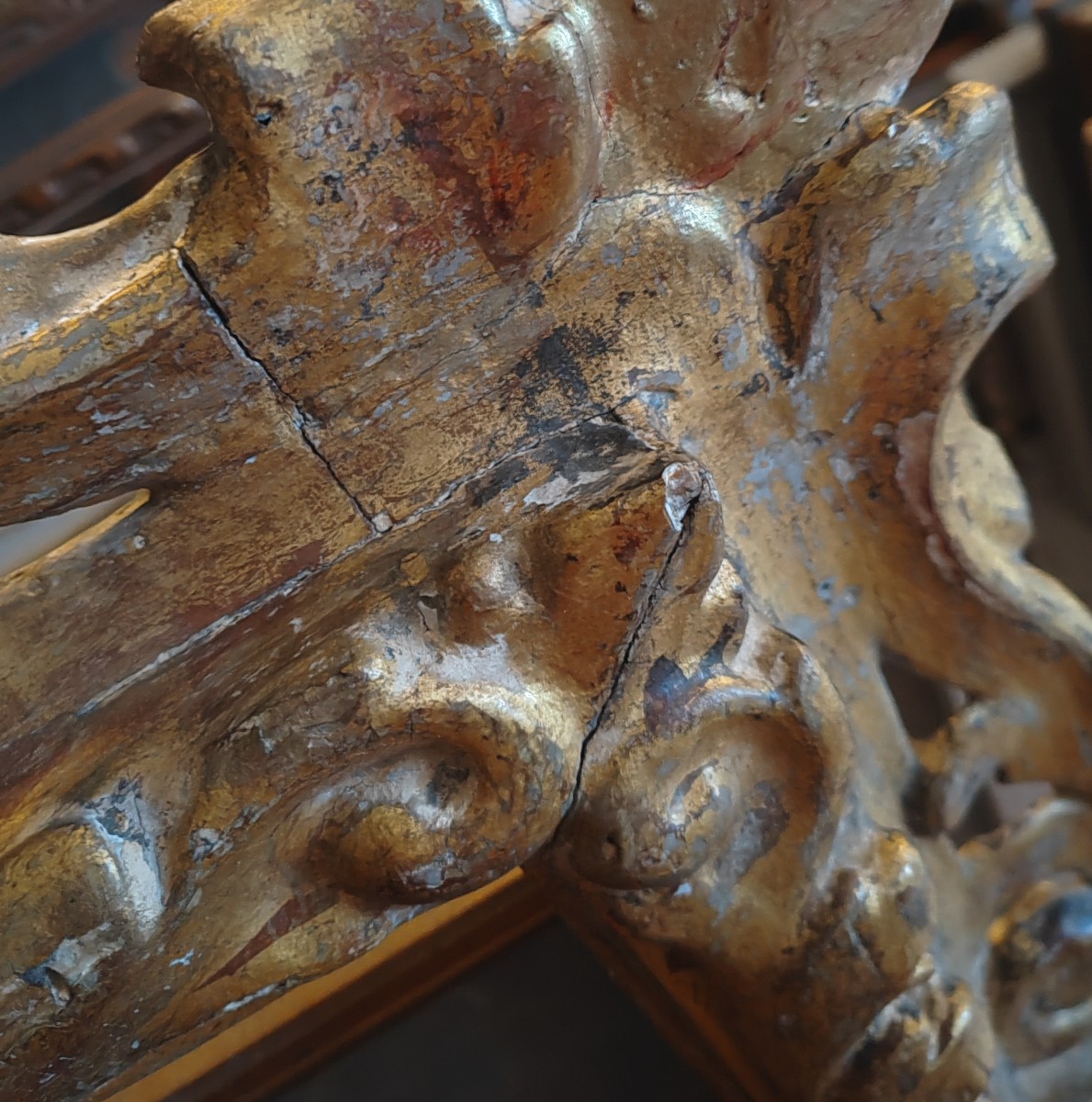 Grand cadre ancien Espagne 17 ème miroir -photo-3