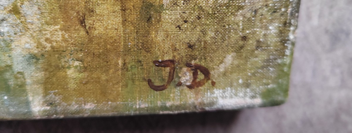 Grand tableau école Barbizon monogramme JD atelier Arthur Dezobry -photo-4