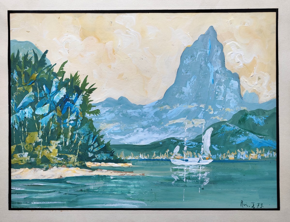 Tahiti Rui Juventin gouache Papeete 1973-photo-2