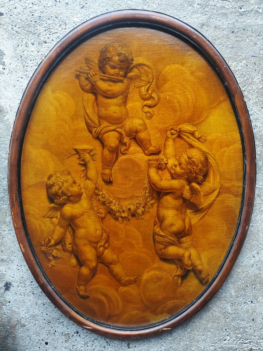 La danse des puttis grand tableau attribué à Plat Joseph Sauvage (1744-1818) -photo-2
