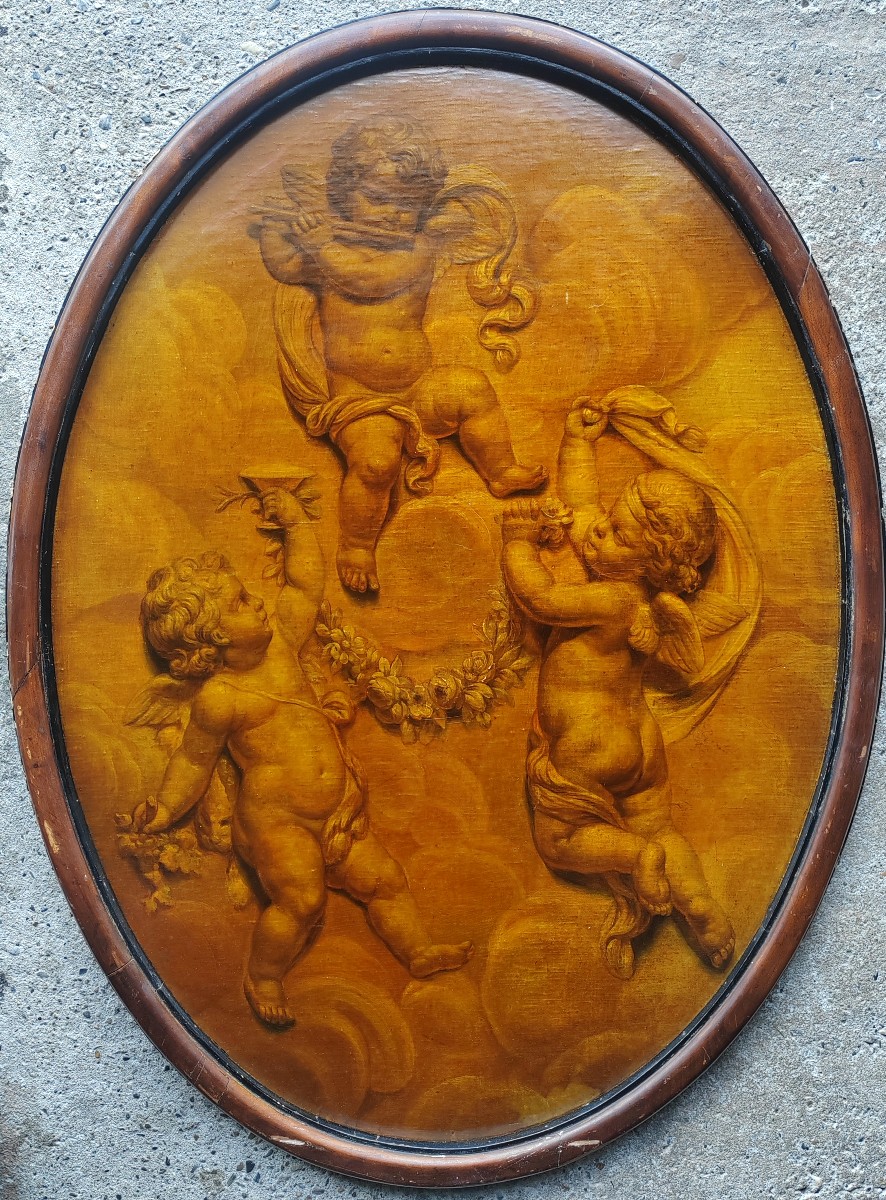 La danse des puttis grand tableau attribué à Plat Joseph Sauvage (1744-1818) 