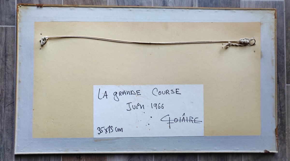 Grande gouache course hippique chevaux tiercé a identifier -photo-4